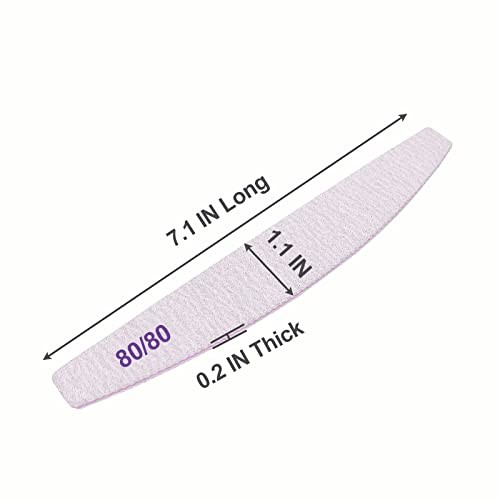 80/80 Grit Nail Files (10 Pack), Emery Boards for 10 Pcs 80/80 Grit Curved Gray