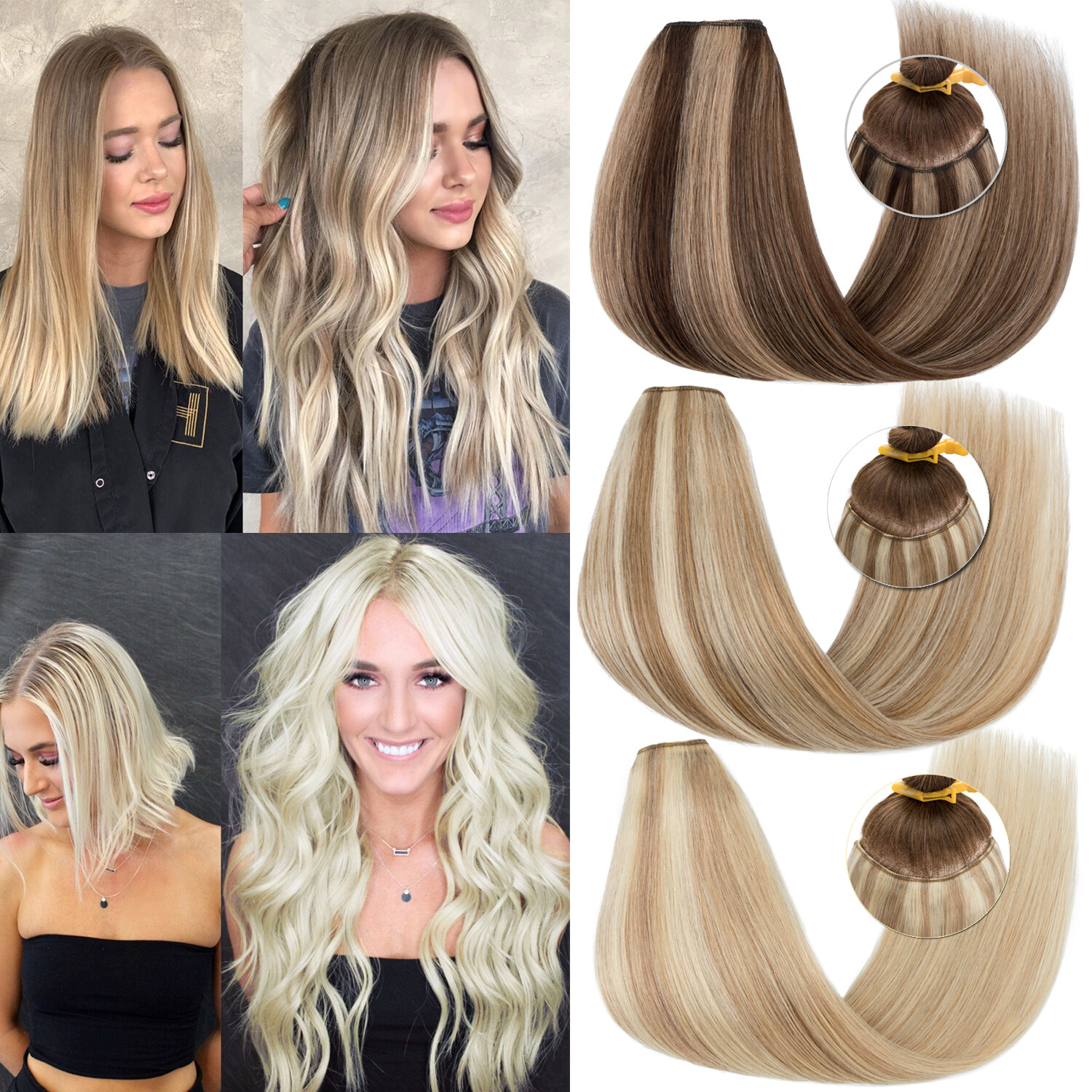 V-Part 22″ One Piece U Shape THICK Clip in 100% Real Remy Human Hair Extensions