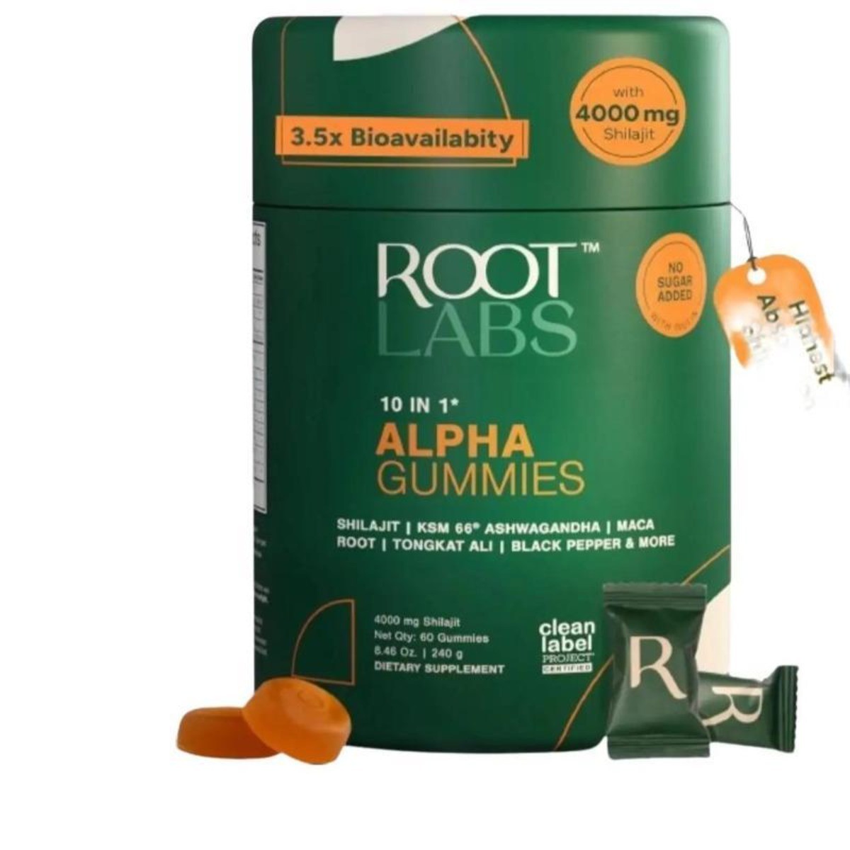 Root Labs Alpha Gummies Formula, Himalayan Shilajit 4000mg.Pure 60ct