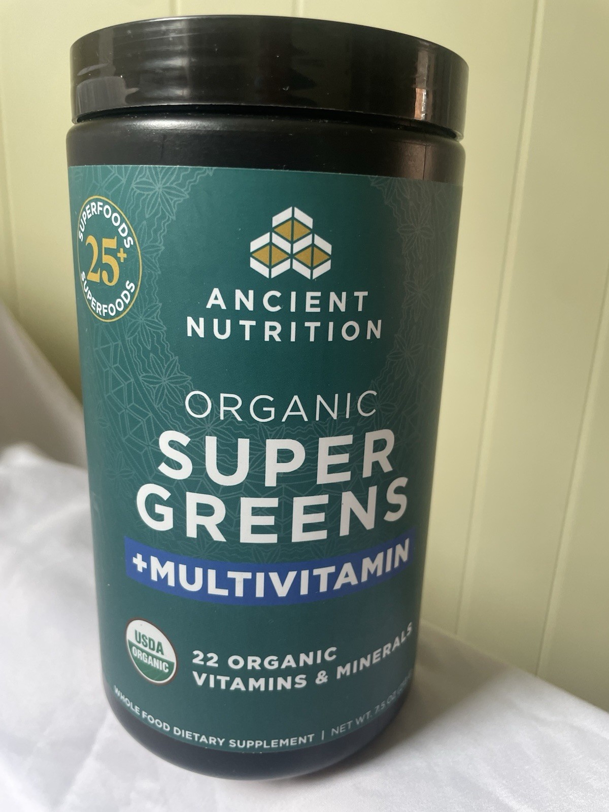 SEALED Ancient Nutrition Organic Super Greens +MULTIVITAMIN 25 Serv Exp 5/2/26