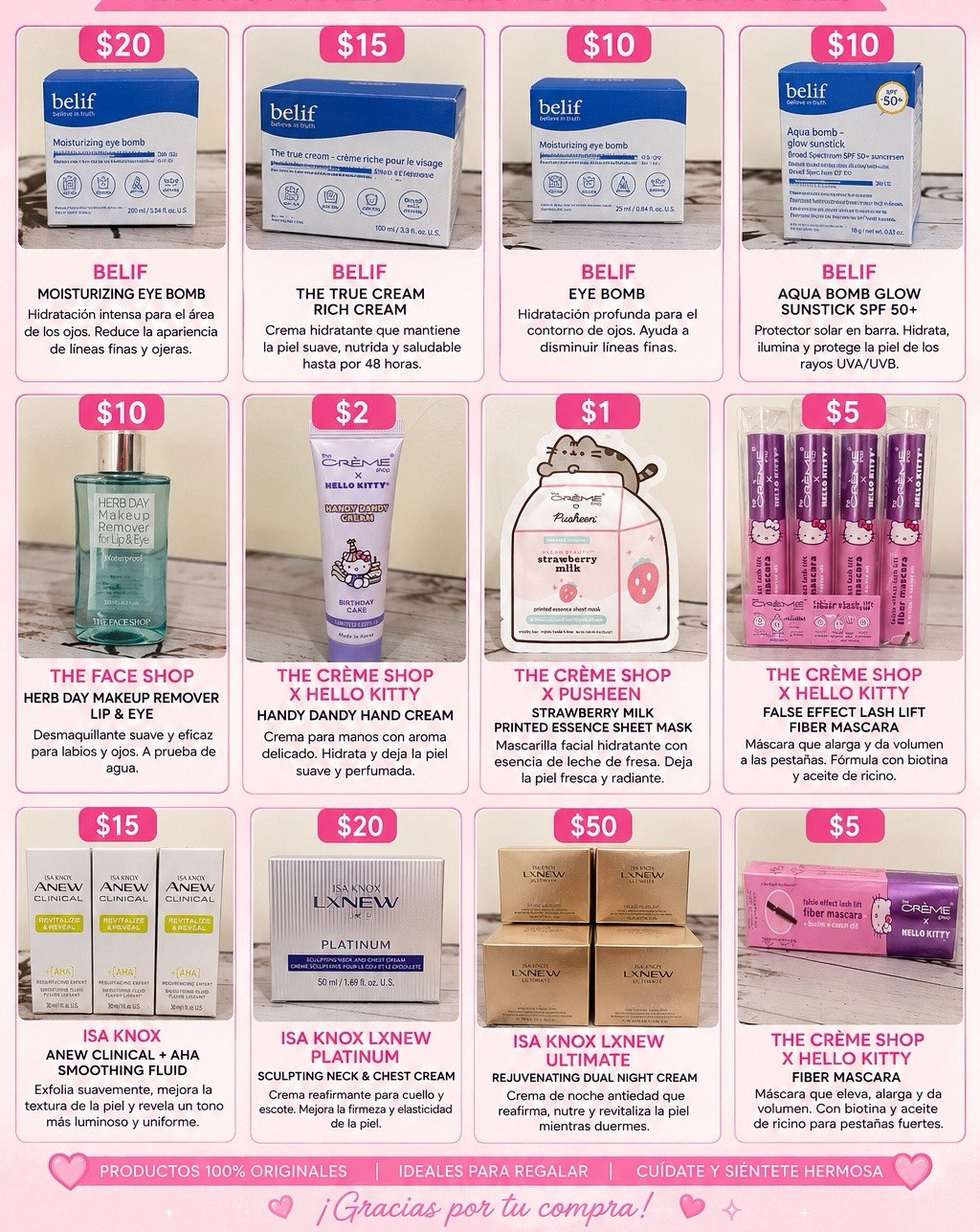 Assorted Skin Care Set SPF 50+ Hydrating Waterproof Cleanser Toner & Creams