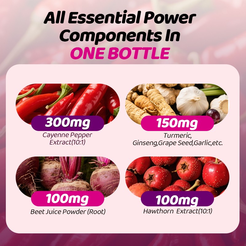 Cayenne Pepper Drops Supplement Liquid + Hawthorn Beet Root Black Pepper