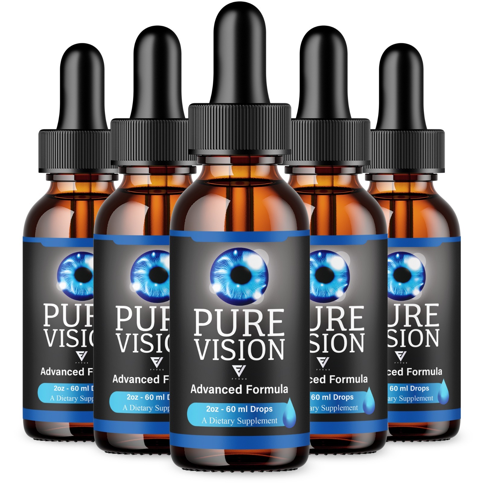 (5 Pack) Pure Vision Advanced Vision Support Formula, Pure Visions Drops (10oz)