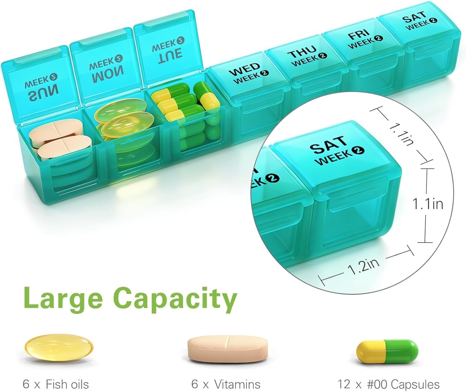 Moisture-Proof 28-Day Pill Container with Clear 3D Labels – Perfect for Travel