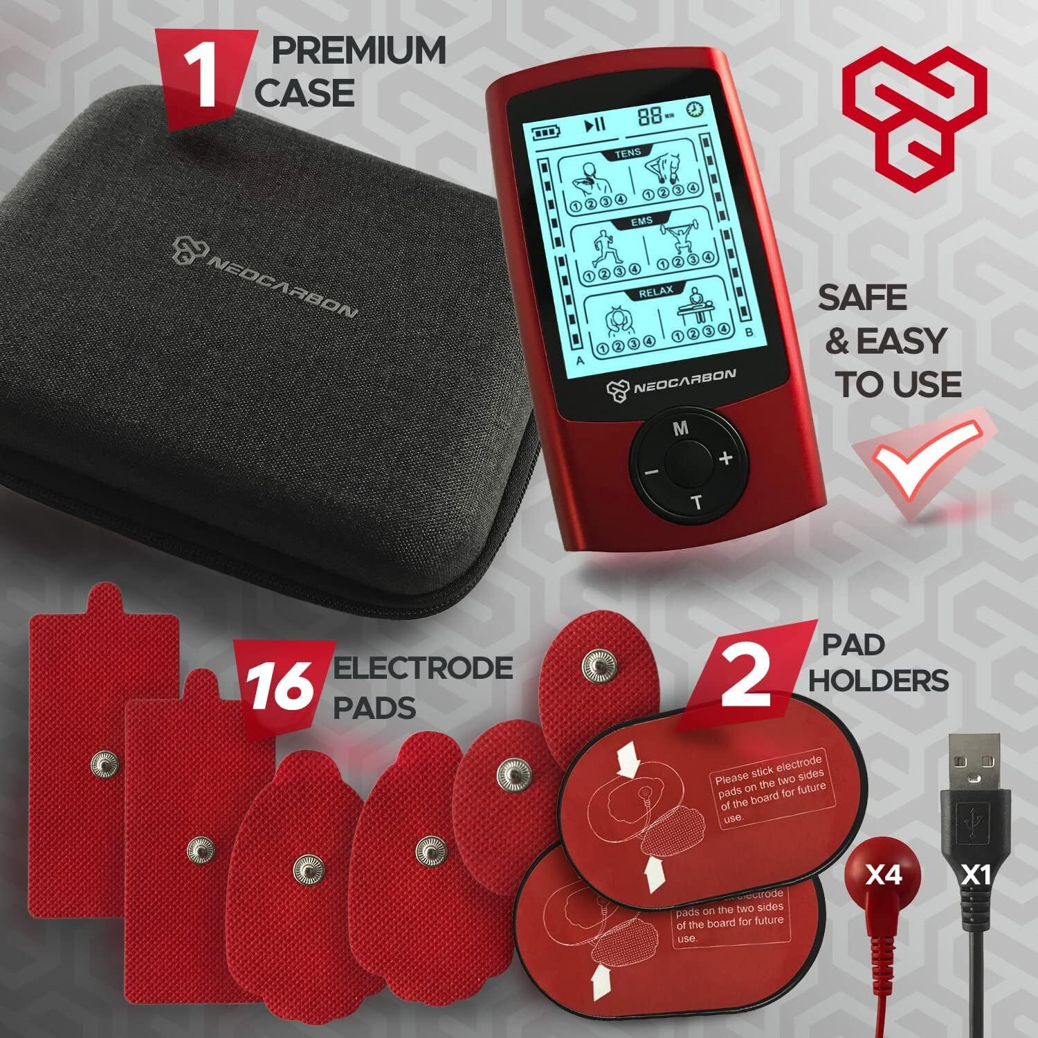 Unit Muscle Stimulator, Electronic PMS Pulse Massager Machine for Shock Physical