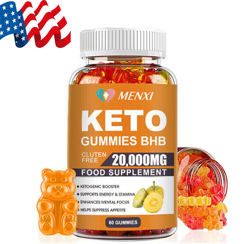 Keto BHB Gummies 20000MG Apple Cider Vinegar ACV Weight Loss Fat Burner 60 Gummy