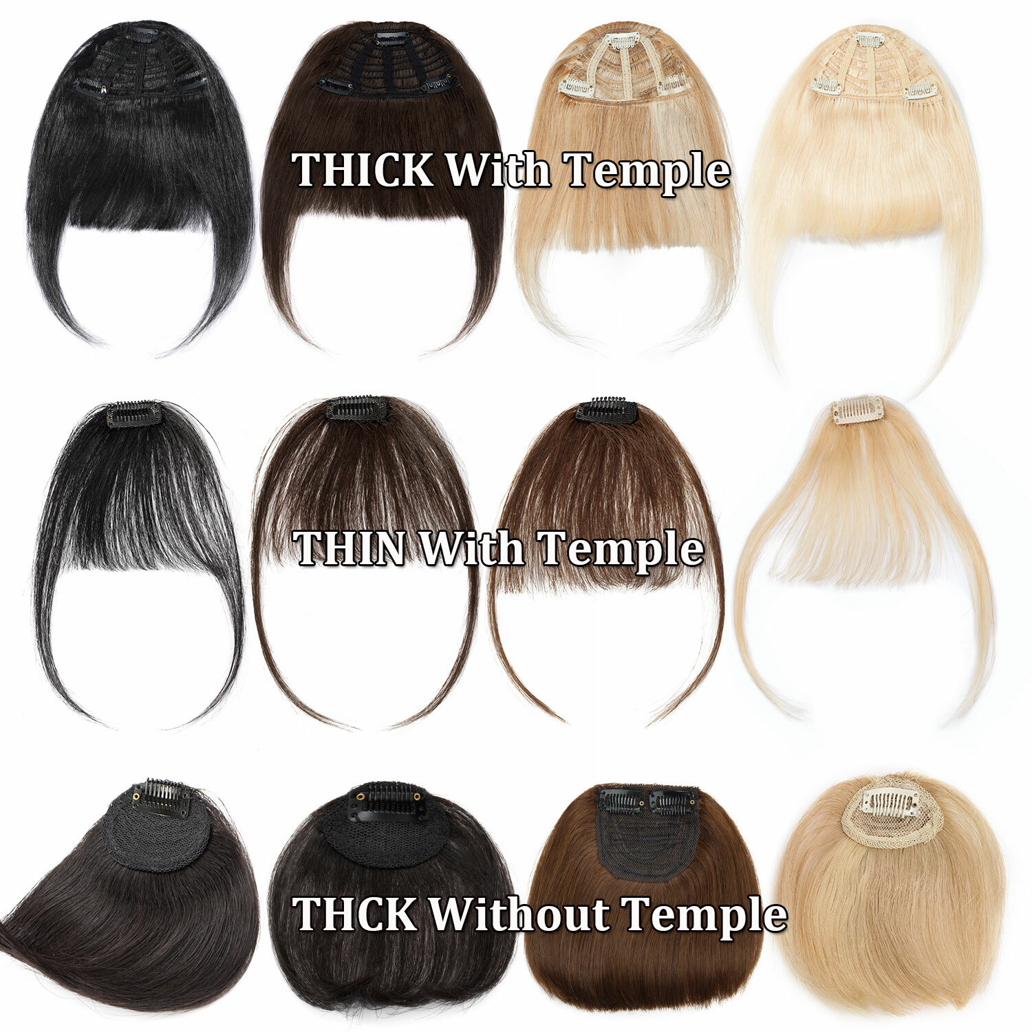THICK/Thin Remy Hair Bangs 100% Human Hair Extensions Clip In on Front Hairpiece