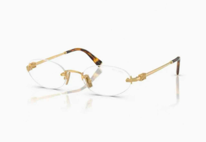 Miu Miu Rimless Eyeglasses VMU 53W EyeGlasses Polished Gold/Clear New