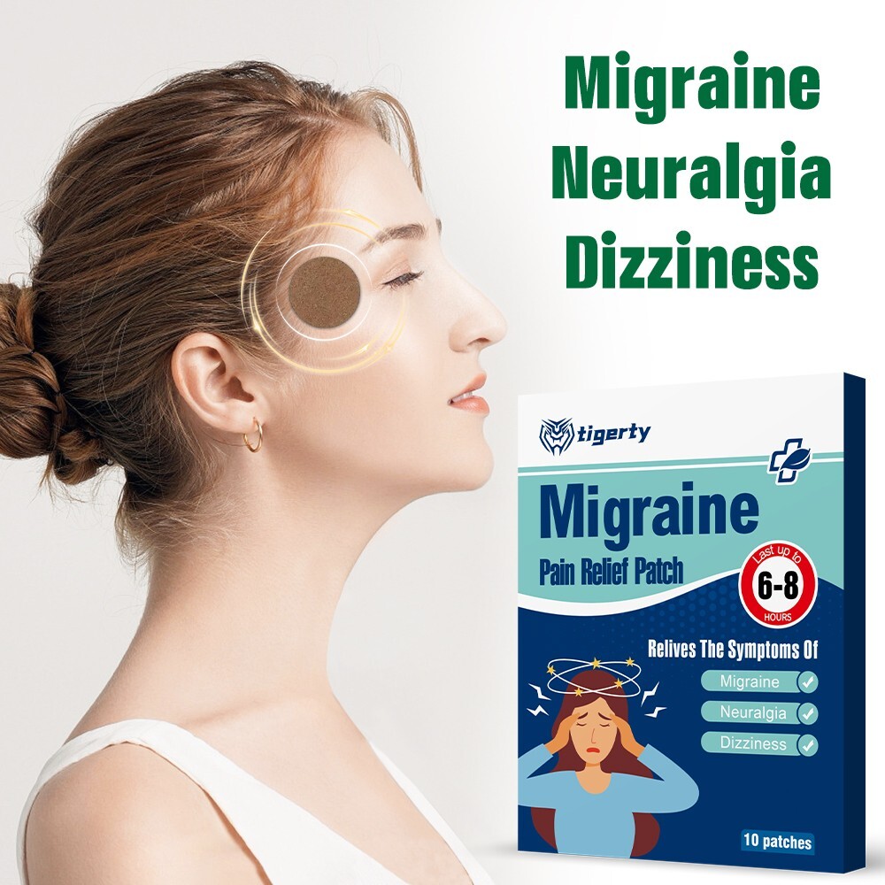 10Pcs Migraine Headache Relief Patch, Fast Acting Support for Neuralgia Symptoms