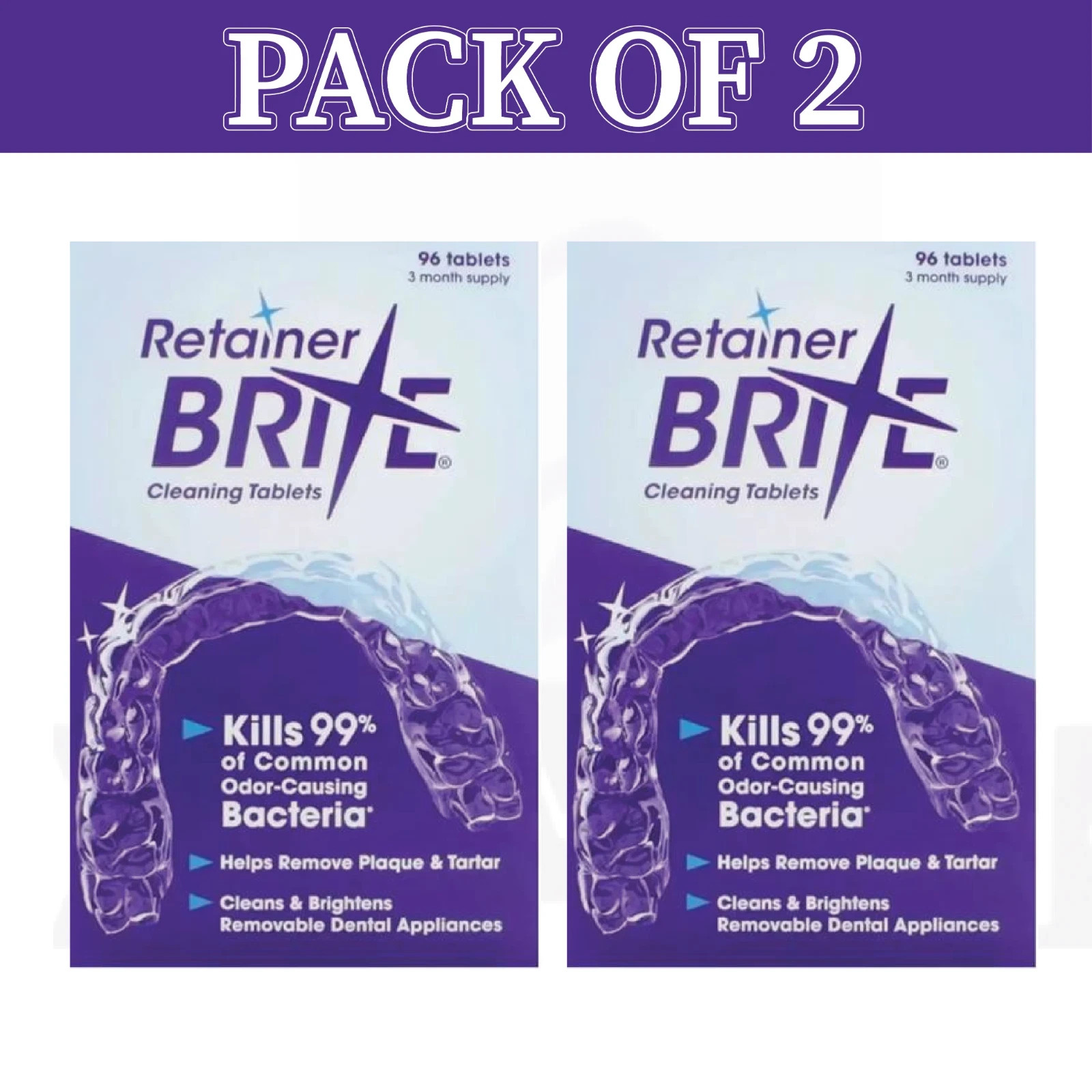 Retainer Brite Box Tablets 96ct-Pack Of 2 Free Shipping