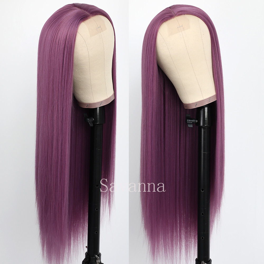 Straight Synthetic Hair Wig Heat Resistant Lace Front Wigs Middle Part Cosplay