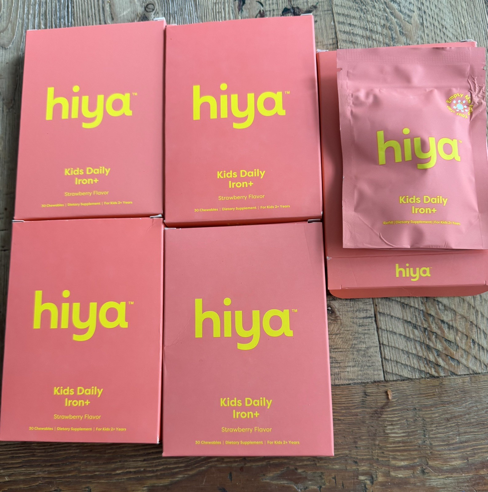 Lot of 5 Hiya Kids Daily Iron+ Chewable Vitamin Supplement Strawberry Flavor