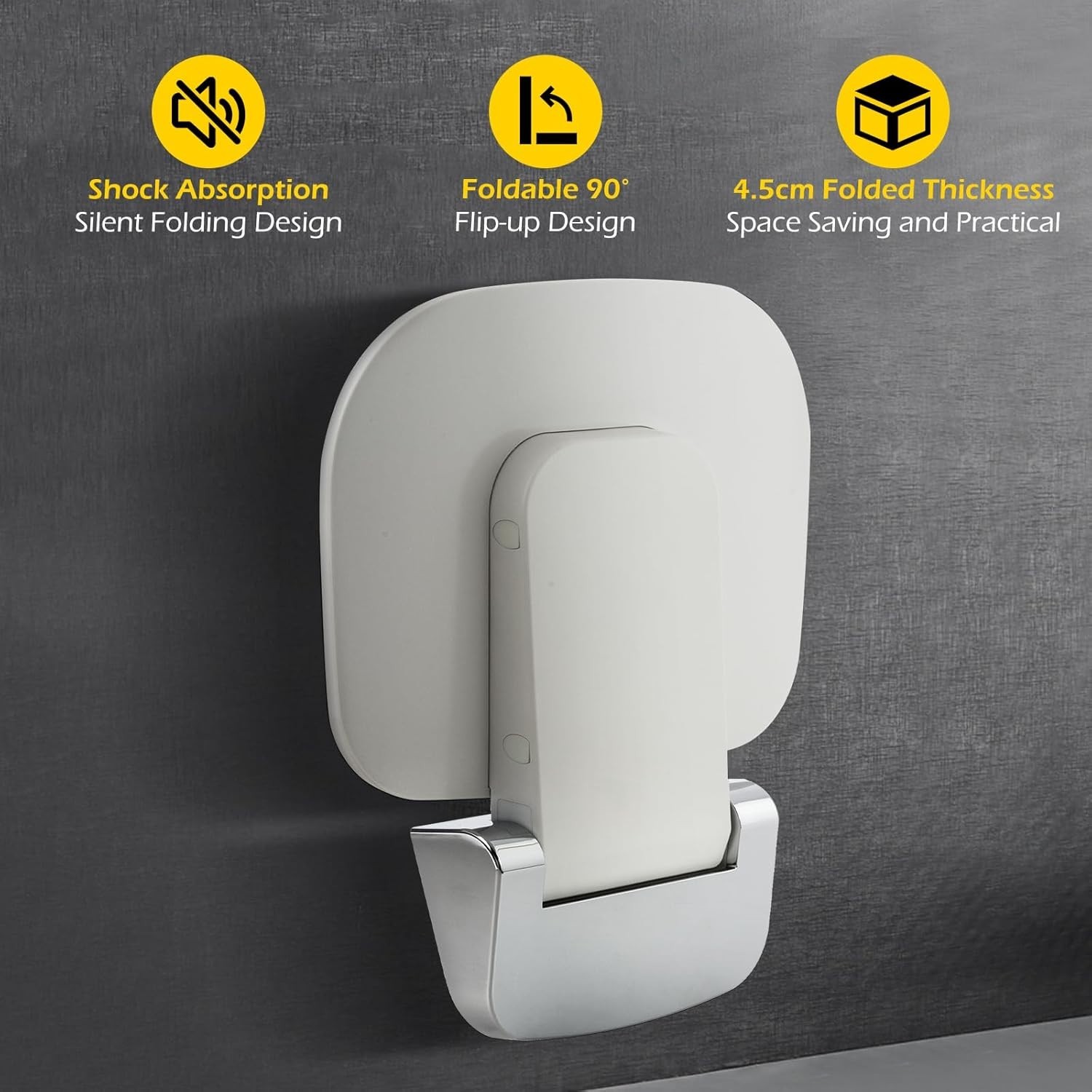 Space-Saving Wall Mounted Shower Chair – Durable ABS & Stainless Steel Design