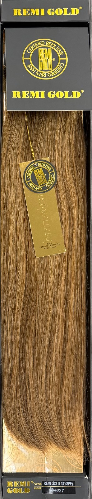 Sensual Indian Remi Gold 100% Human Hair Extensions 18″ Straight #6/27 Blend