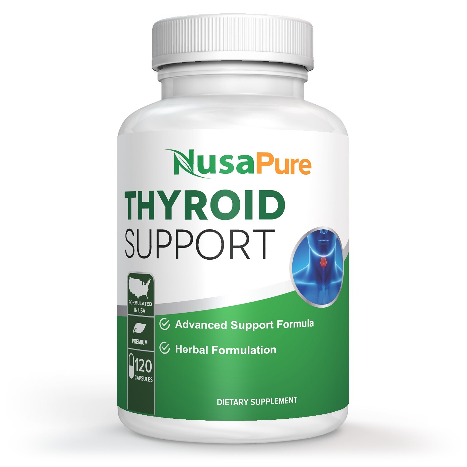 NusaPure Premium Thyroid Support Supplement (Non-GMO) 120 caps