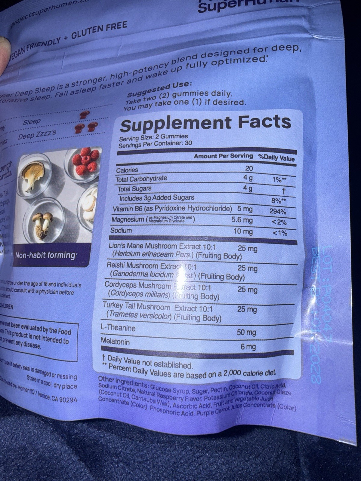 2 bags Project SuperHuman DreamOn Sleep Gummies 6mg Vegan 60 Raspberry