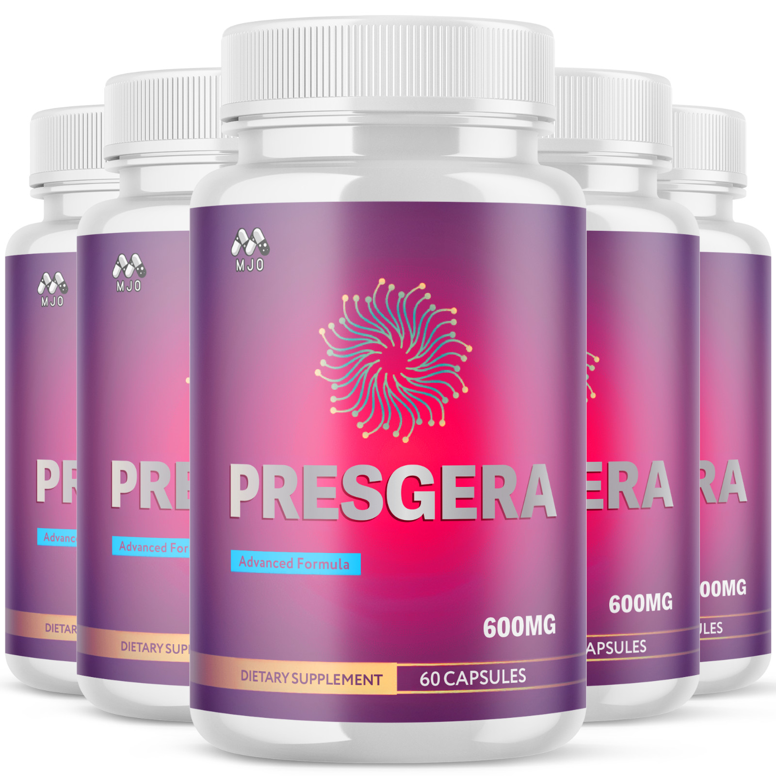 (5 Pack) Presgera Advanced Nerve Support Strength Formula Pres Gera 300 Capsules