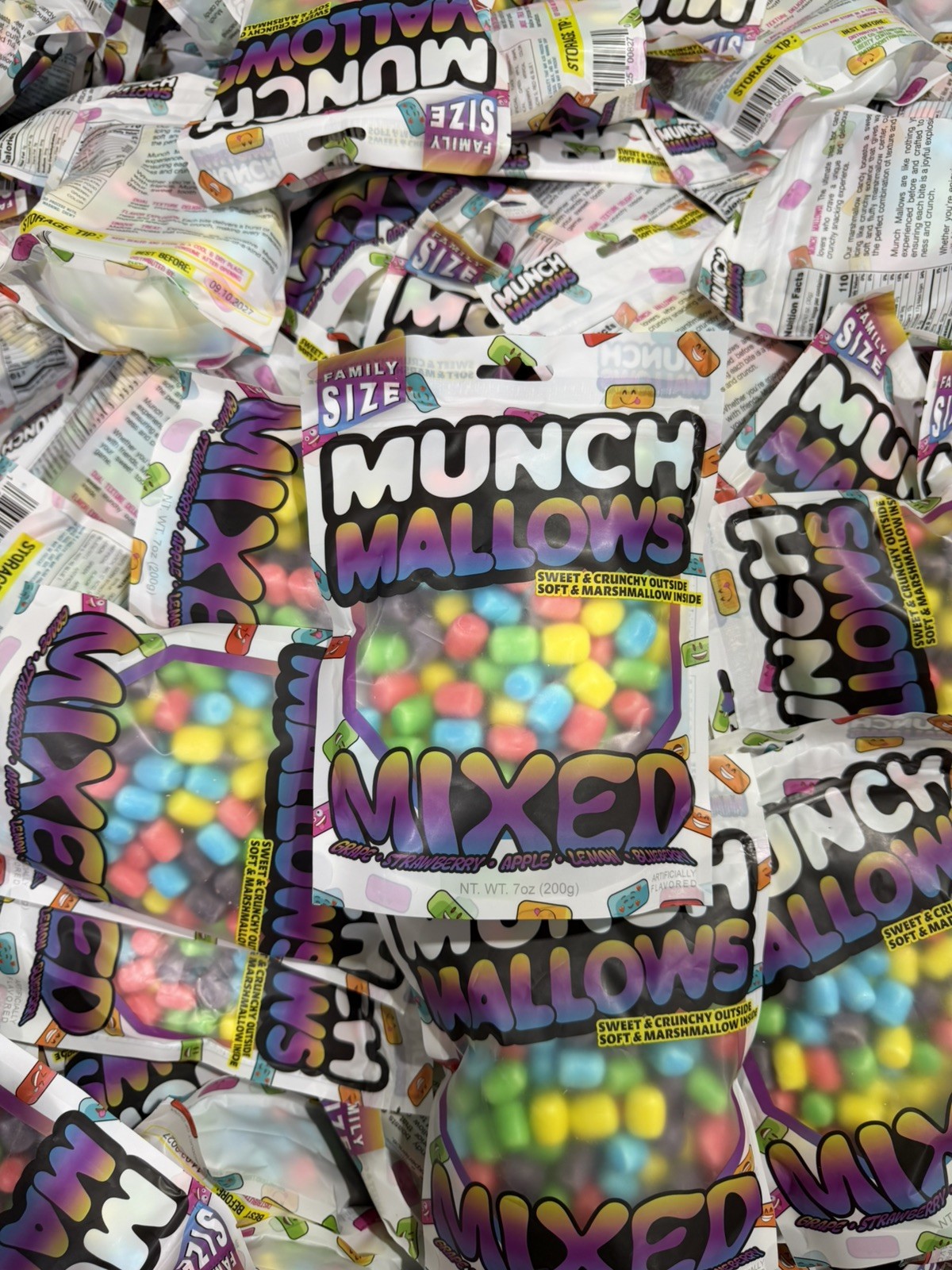 10 Pack – Munch Mallows Family Marshmallow Candy Grape Strawberry Apple Lemon
