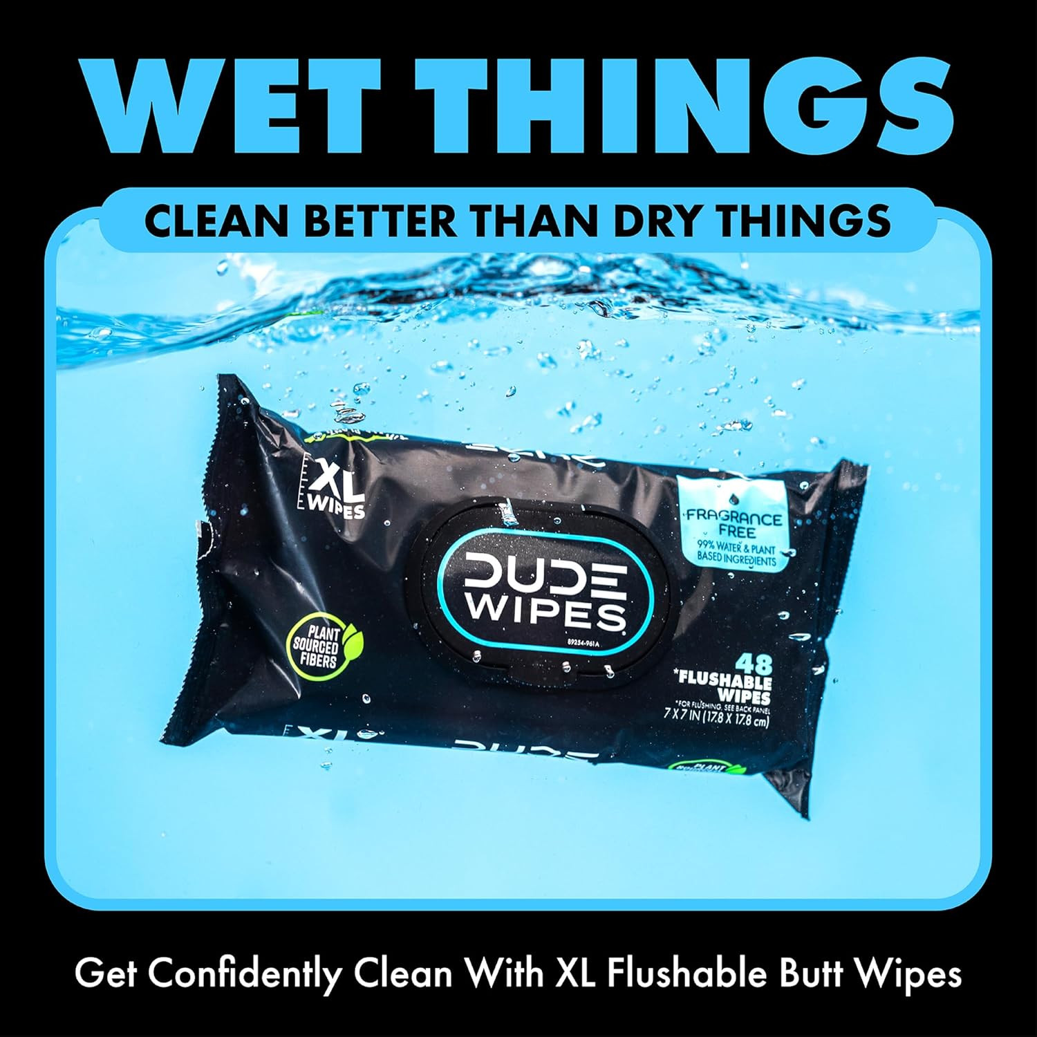 Wipes – Flushable Wipes – 6 Pack, 288 Count – Unscented – Extra-Large – Vitam…