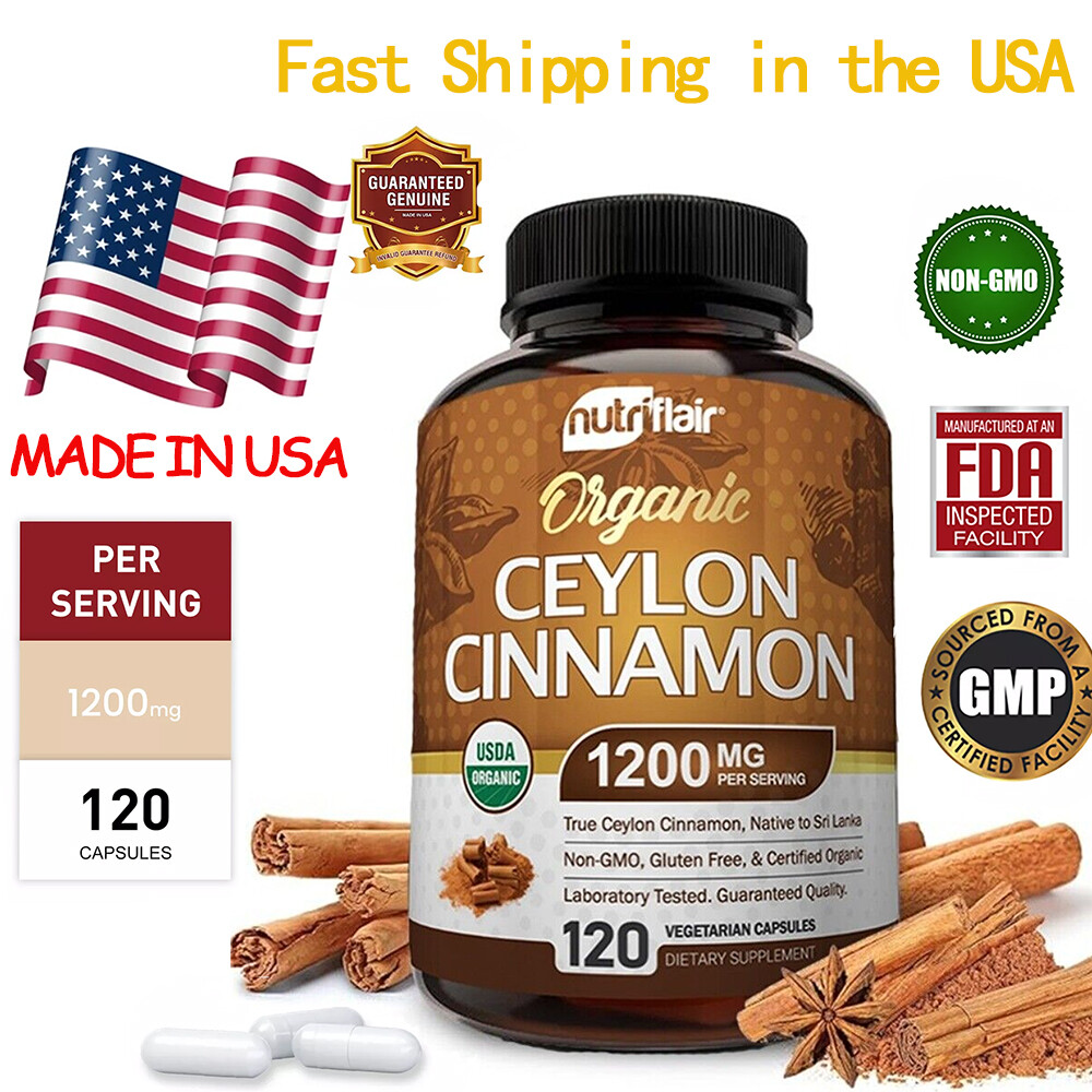 Organic Ceylon Cinnamon Capsules 1200mg – Maximum blood sugar support-120caps