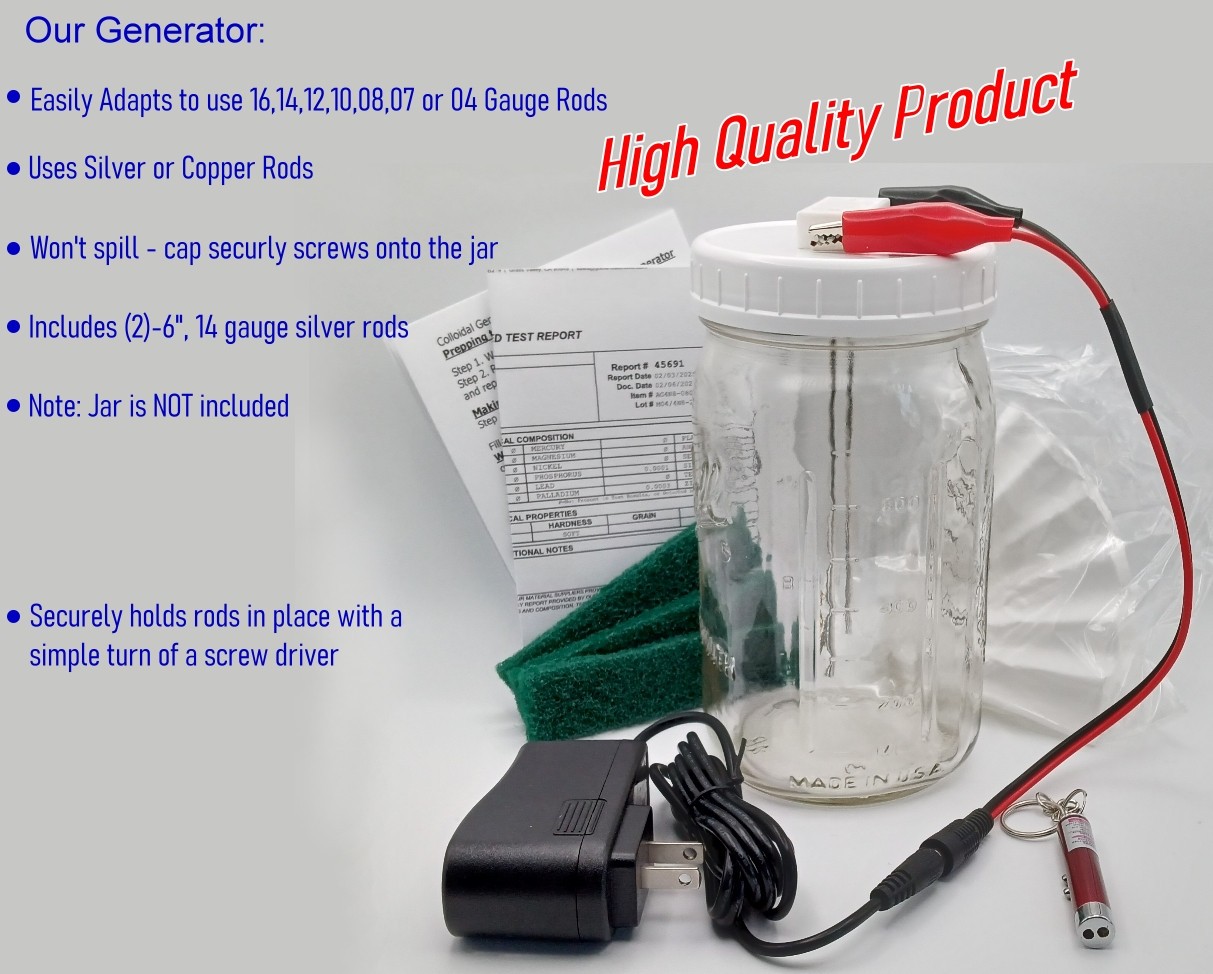 Colloidal Silver Generator Simple Health Products (2) 14 Gauge 99.99%