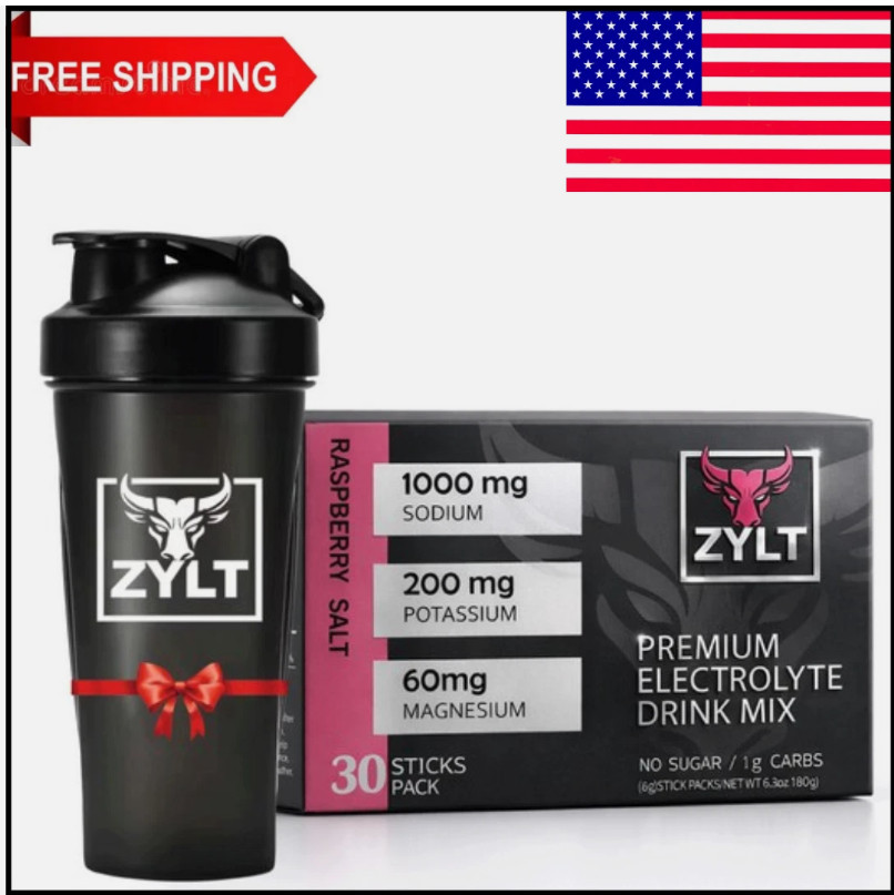 ZYLT Electrolyte Drink Mix Packets Zero Sugar Hydration Powder Free Shaker