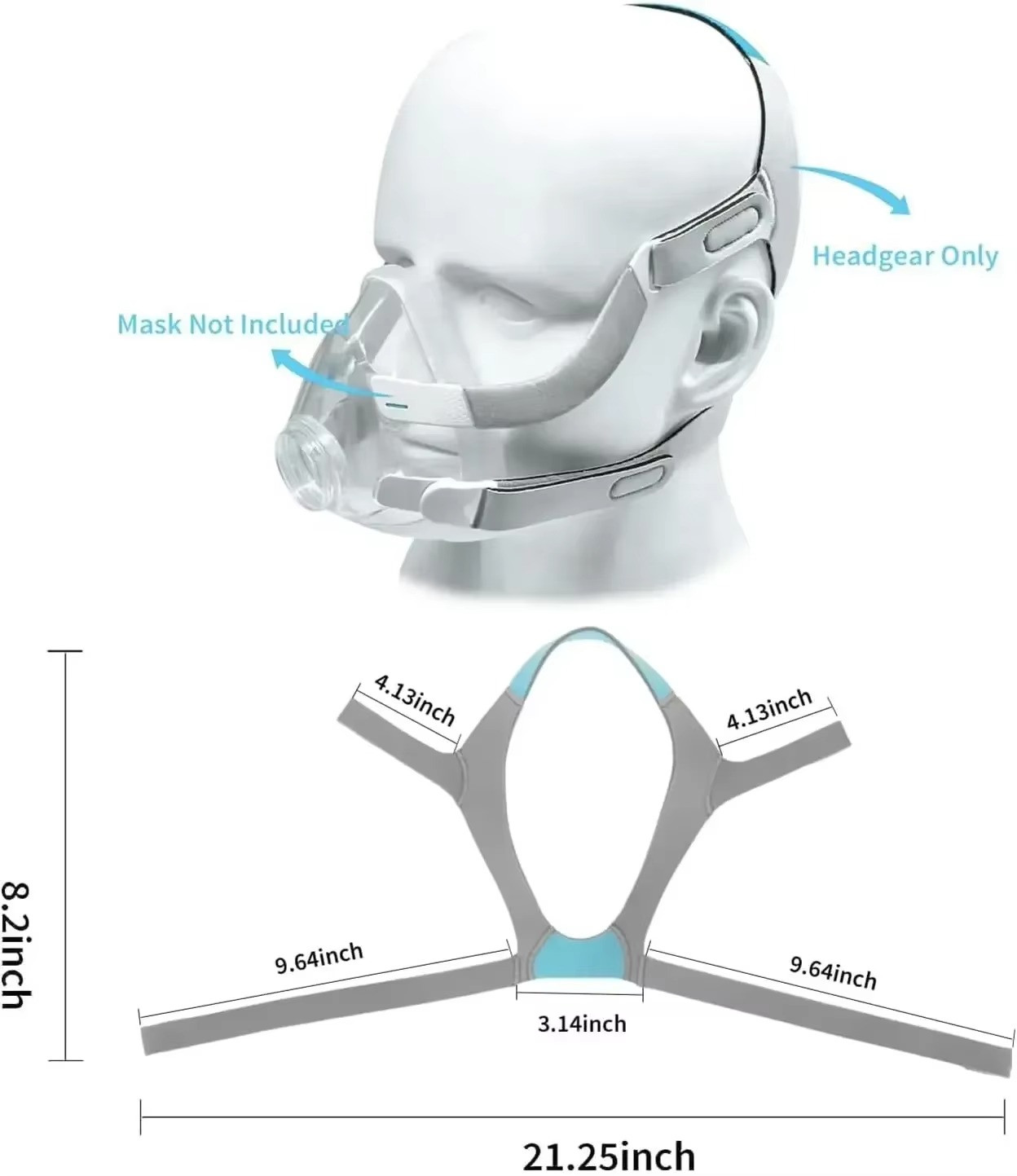 1 Pack CPAP Headgear for Resmed AirFit F20 with Magnetic Clips, Replacement Head