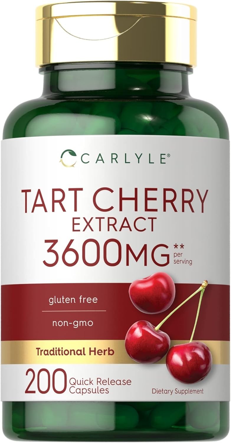 Tart Cherry Capsules 3600mg | 200 Pills | Max Potency Extract | Non-GMO Gluten