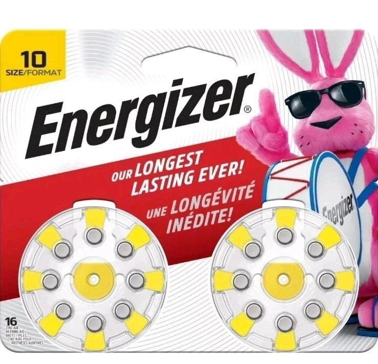 NEW 16 Energizer Size 10 Zinc Air Hearing Aid Batteries AZ10DP-16