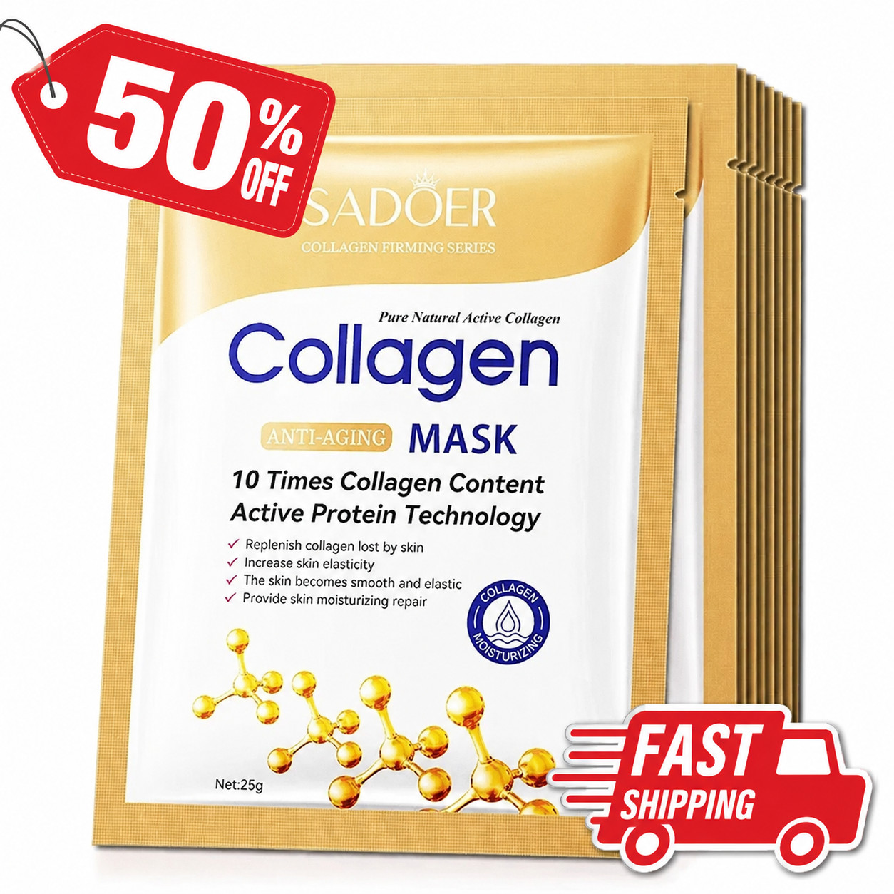 10pcs Anti-wrinkle Collagen Face Mask Moisturizing Anti-aging Repair Brightening