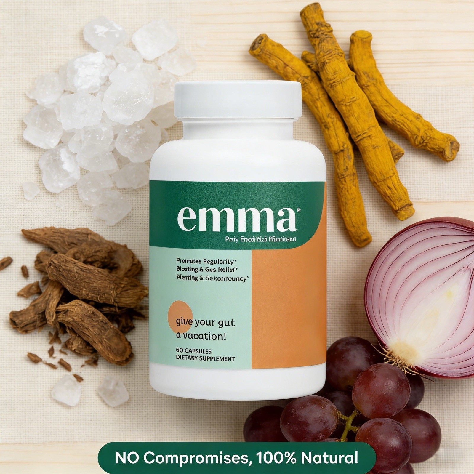 Emma Intestinal Cleanse Capsules 100% Natural Cleansing & Detox, 60 Count