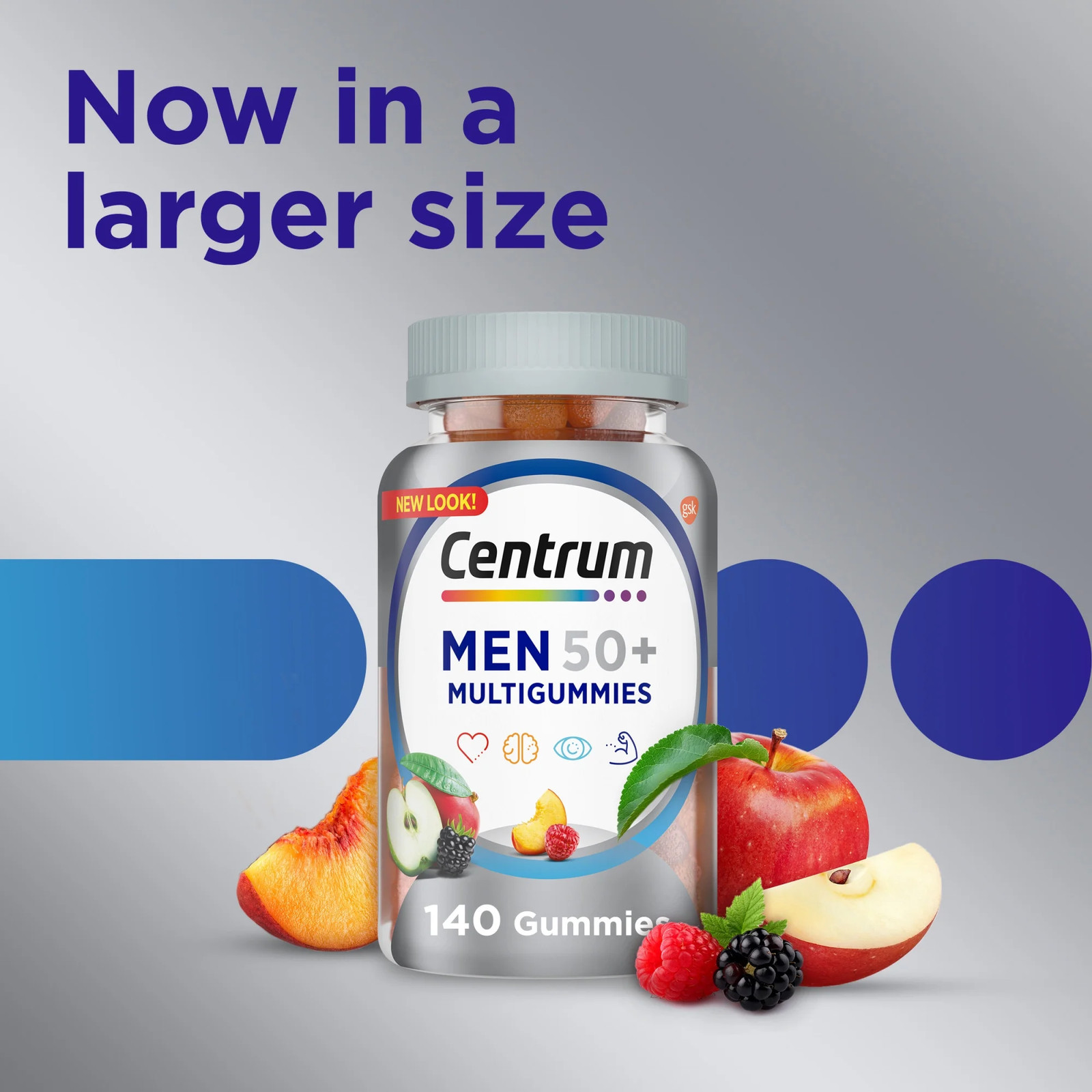Multigummies Mens 50 plus Gummy Multivitamin with Vitamin A, B, C, D &