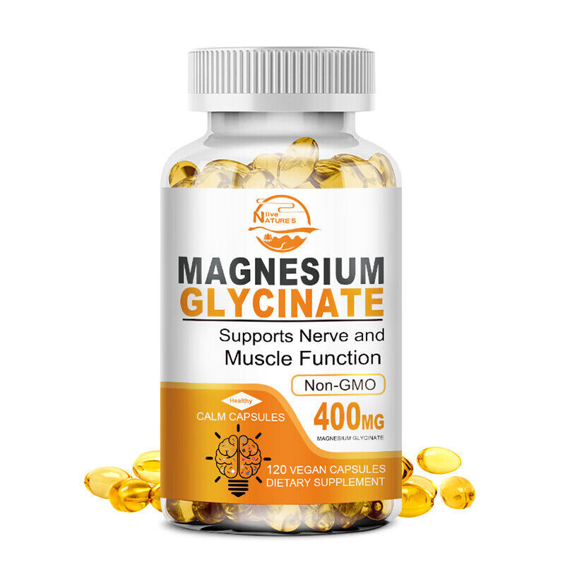 Magnesium Glycinate + Vitamin D3 B6 120 Capsules – Muscle Energy,Sleep Support