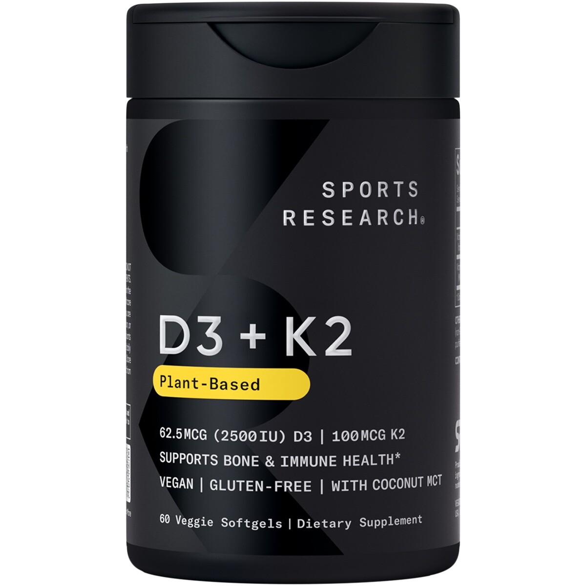 Vitamin D3 K2 – 2500iu of Vegan D3 & 100mcg of Vitamin K2 as MK7 – 60 Veggie