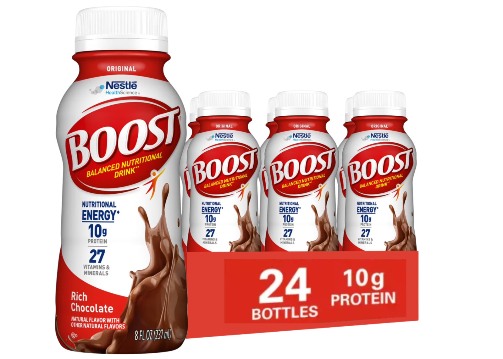 BOOST Original, Nutritional Drink, Rich Chocolate, 10g Protein, Pack24 – 8 fl oz