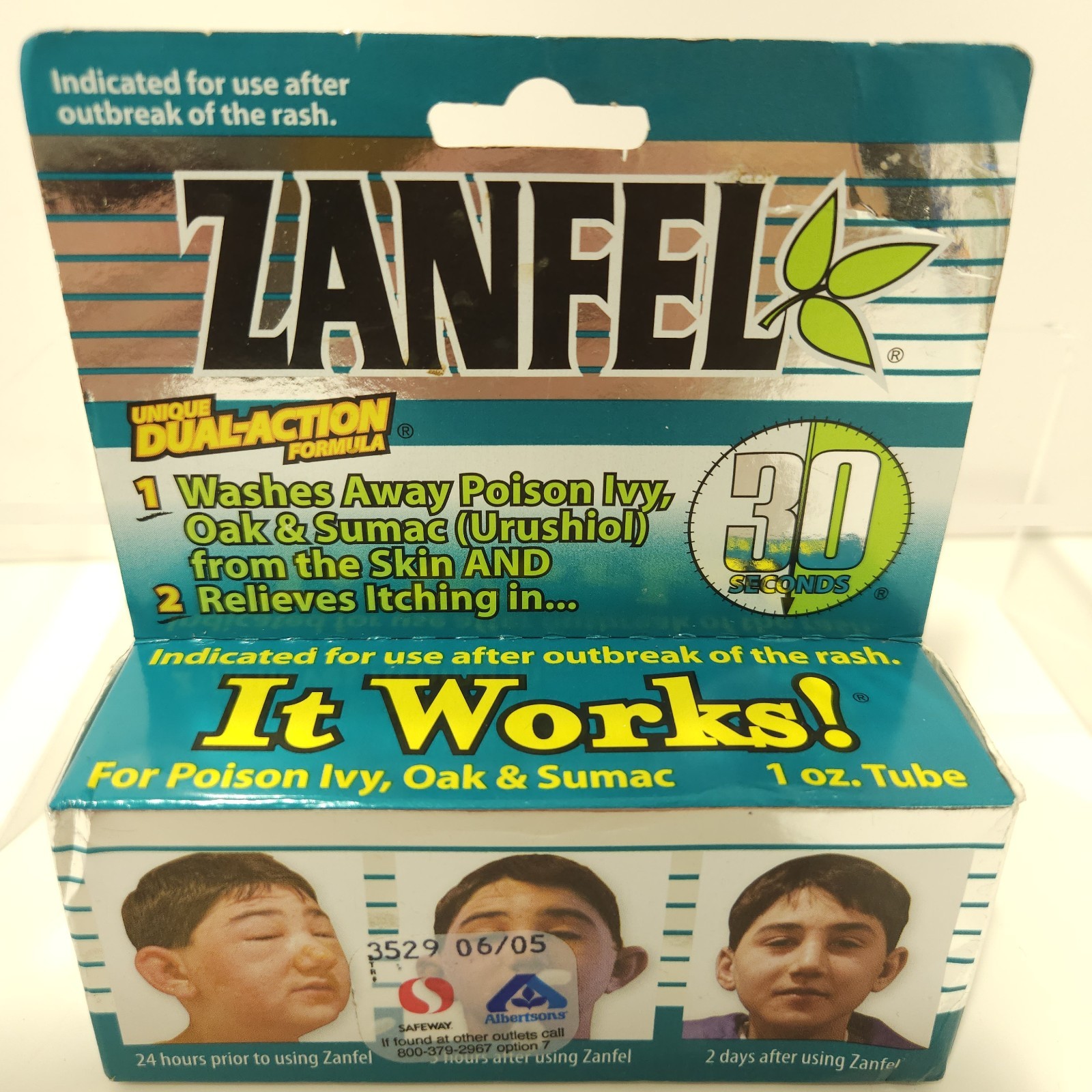 ZANFEL Poison Oak Poison Ivy & Sumac 1 Oz Tube Wash It Away It Works Exp 12/2030