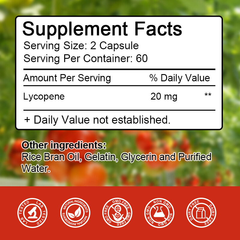Lycopene Capsules Tomato Extract Complex High Potency For Immune Heart Health