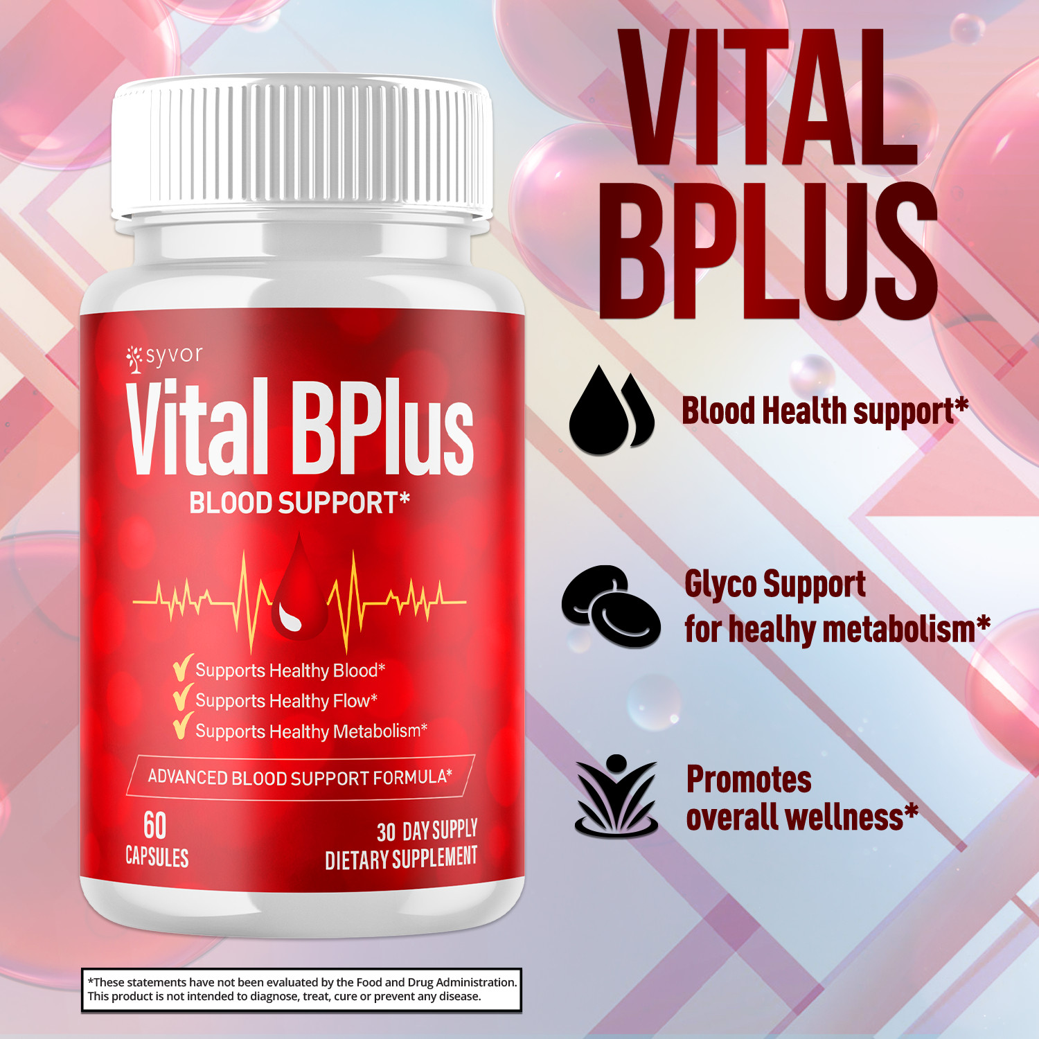(3 Pack) Vital B Plus Advanced Blood Support Supplement VitalBPlus 180 Capsules