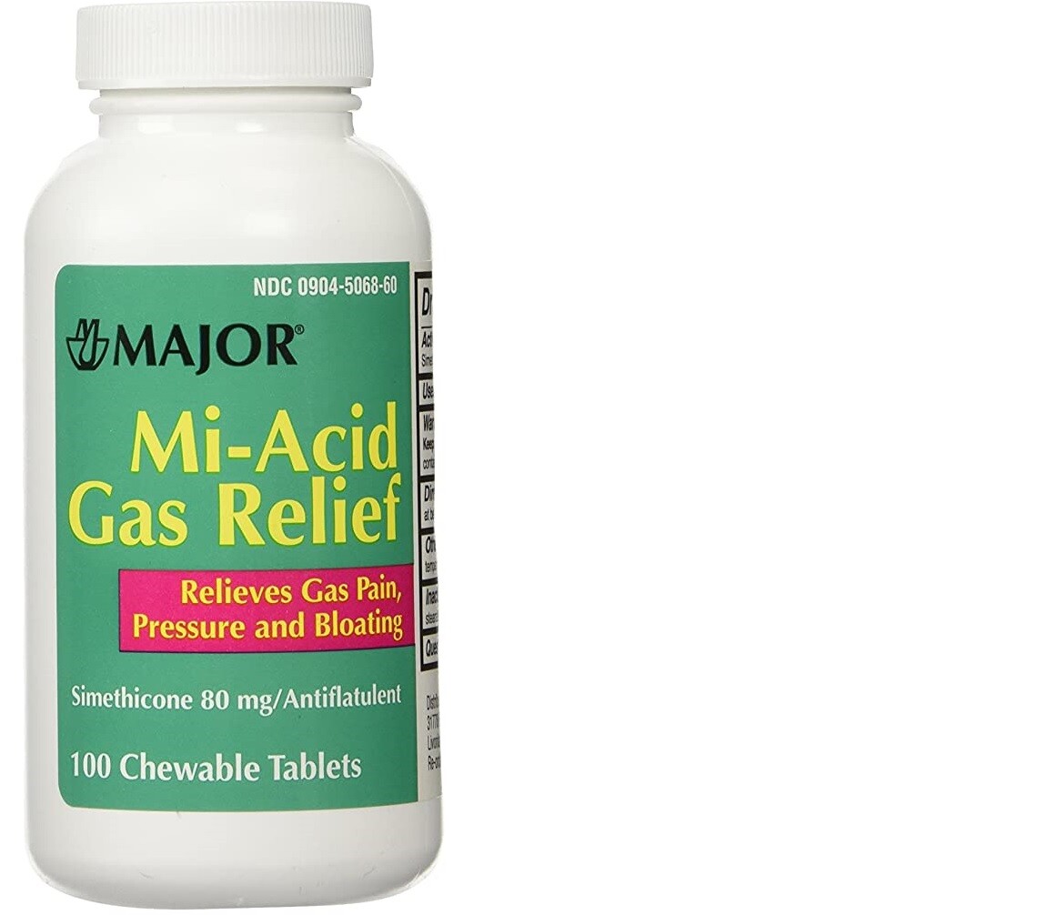 Major Mi-Acid Gas 80 mg Chew 100 Tabs