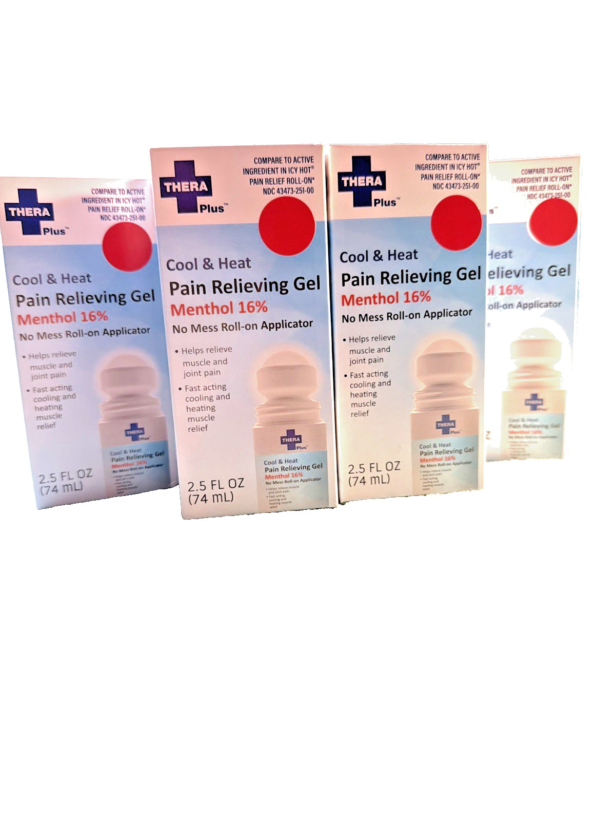 Thera Plus Cool & Heat Compare Icy Hot Pain Gel Roll On 2.5oz Each 5