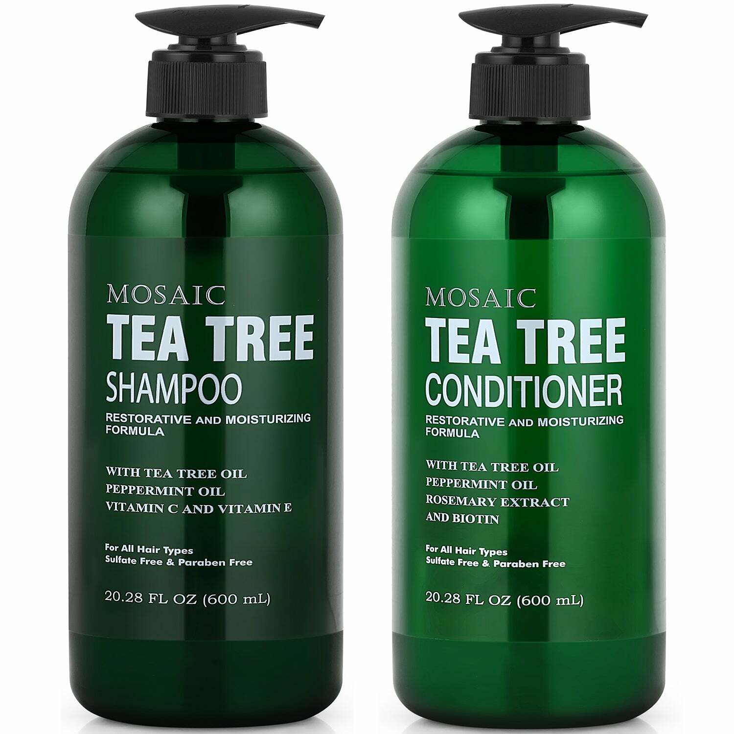 Mosaic Tea Tree Shampoo and Conditioner Set, 20.2 FL Oz Each
