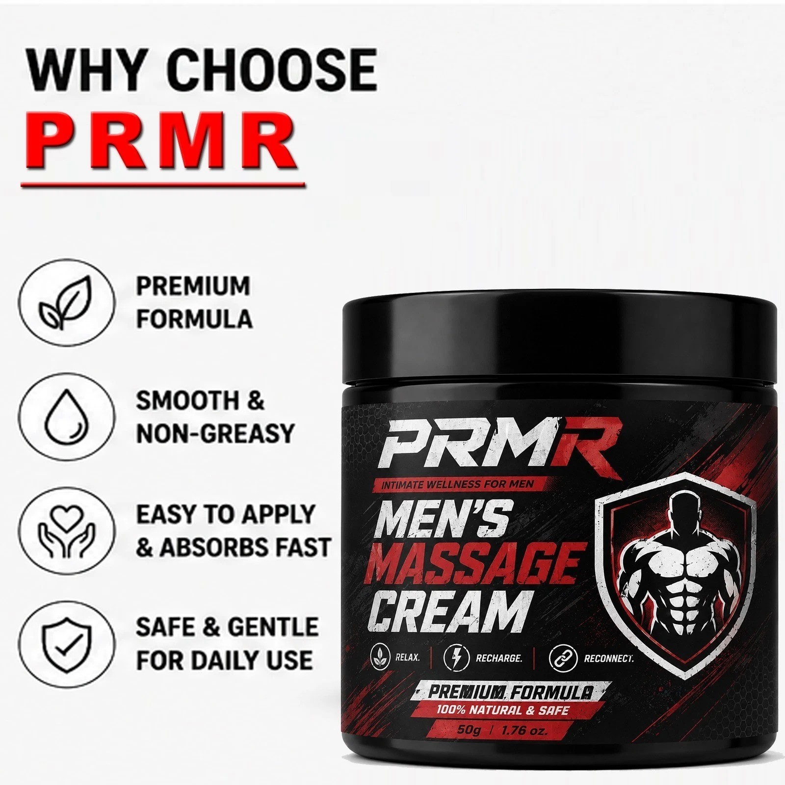 Men Body Massage Cream Herbal Blend Natural Vitality Support Massage Cream USA