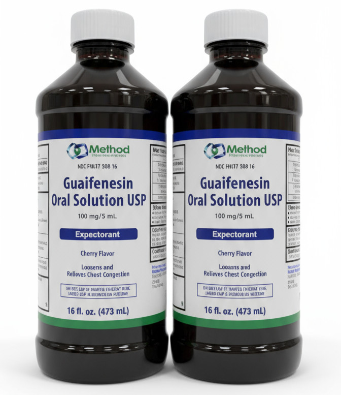2 Pack Method Guaifenesin Oral Solution, Mucus Expectorant Syrup 16Oz (473 ml)