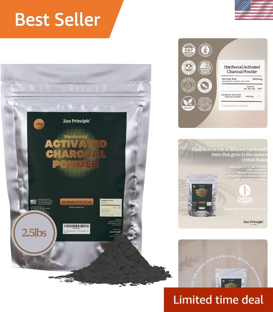 Zen Principle Hardwood Activated Charcoal Powder 100 Percent from Trees. All…