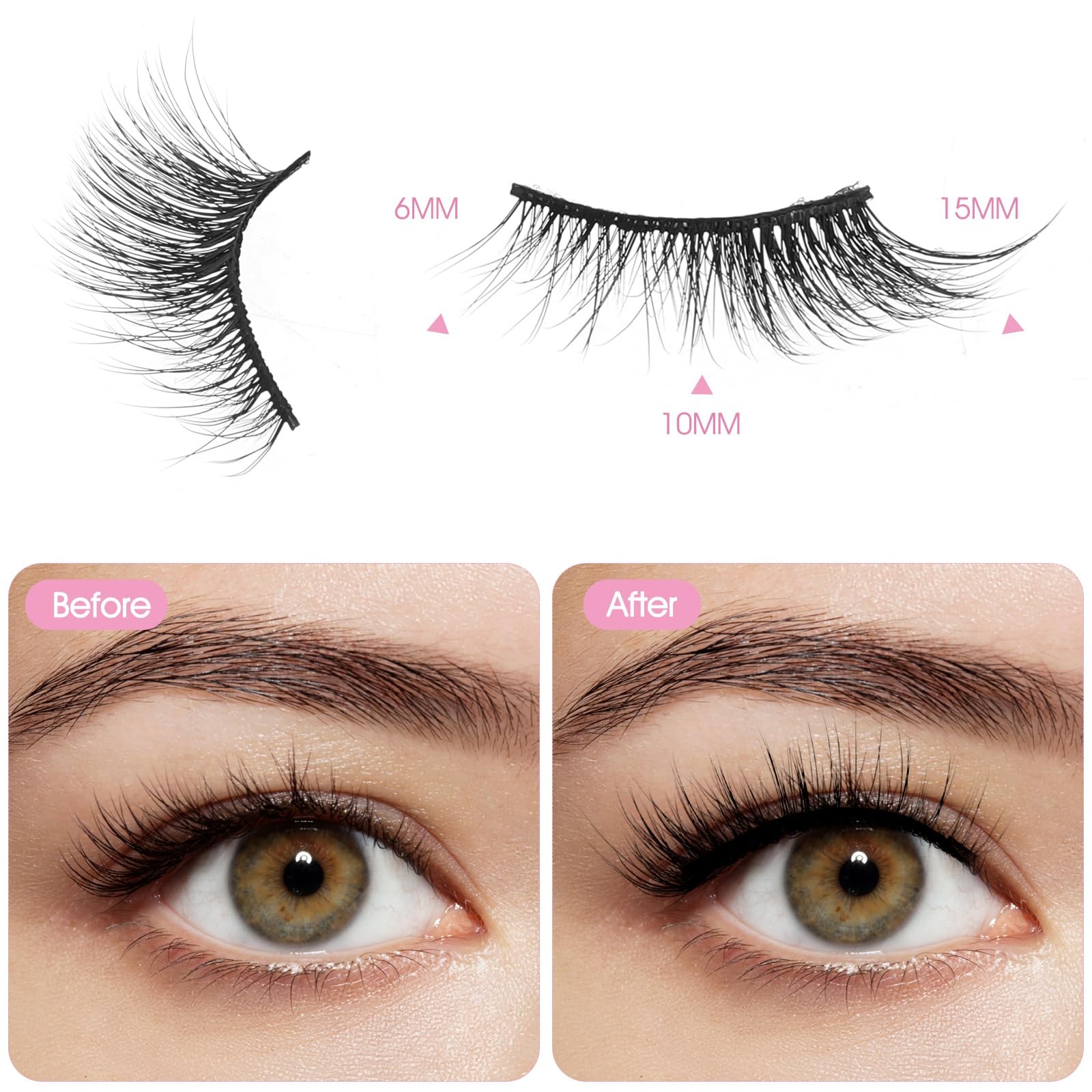 Gjinxi Half Lashes Natural Look False Eyelashes 1 pair (Pack of 10), Black