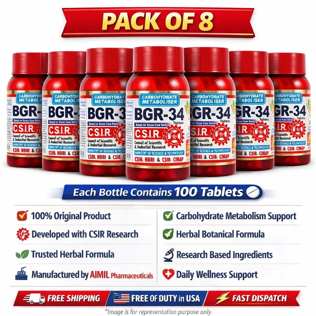 8 x Aimil BGR-34 100 Tablets Each (Box of 8 x 100 = 800 Tablets) Free Shipping