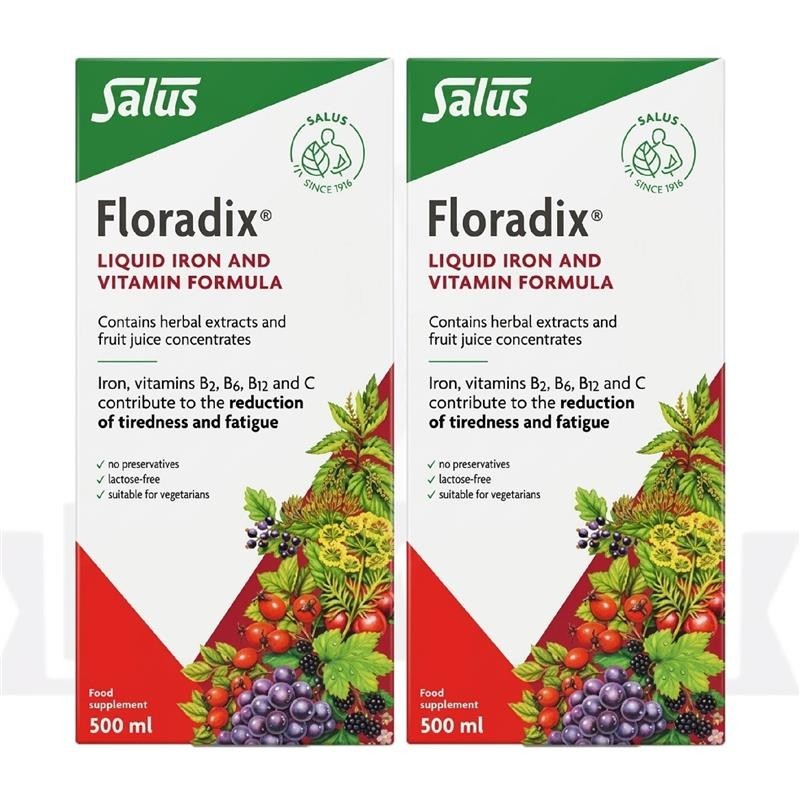 Floradix Liquid Iron And Vitamin Formula – 500ml-PACK OF 2