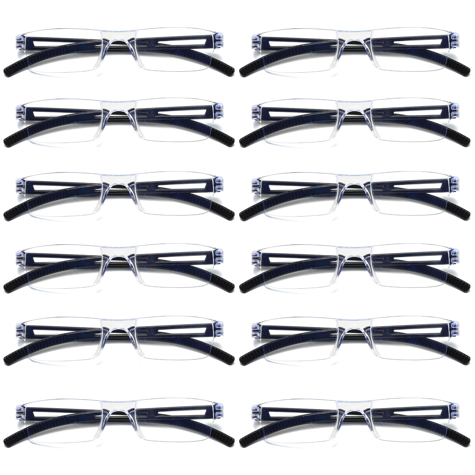 12 Men Women Blue Light Blocking Reading Glasses Rimless Unisex Computer Reader
