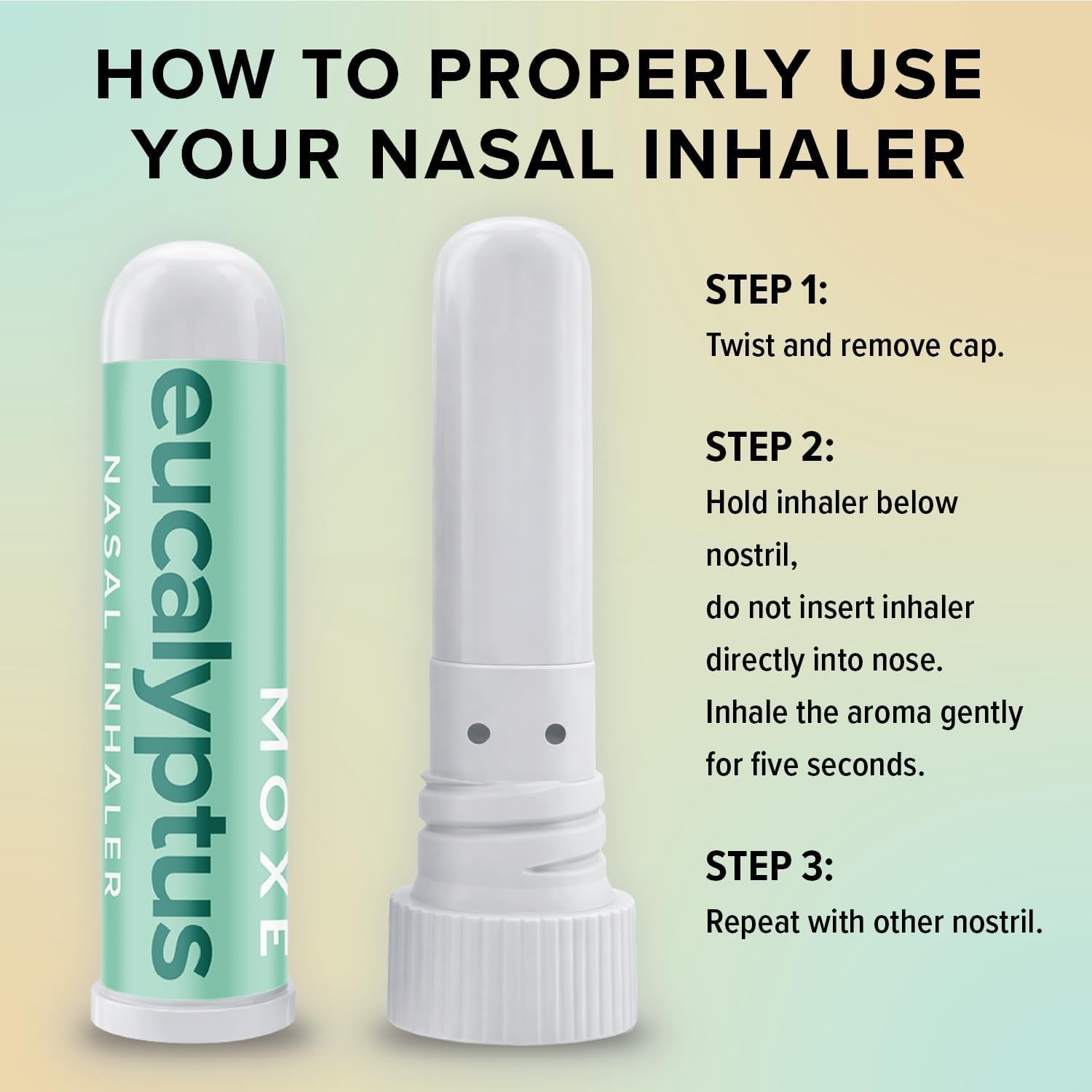 Pure Eucalyptus Essential Oil Inhaler Set – Fast Relief from Congestion, 3 Pack