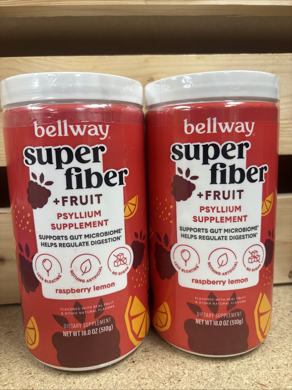 2 Bellway Super Fiber Fruit Psyllium Husk Fiber Supplement Raspberry Lemon 09/26